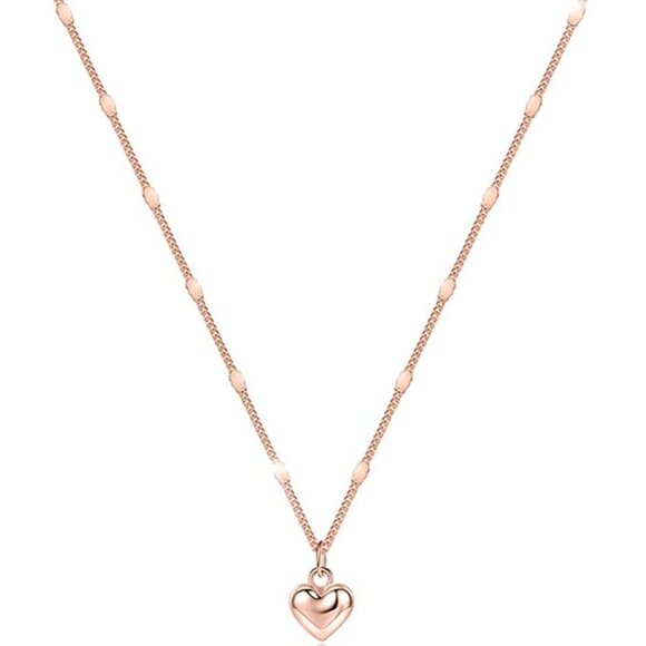 Boutique Accessories - Dainty Heart Pendant Shiny Choker Necklace 925 Sterling Silver Necklace Gold